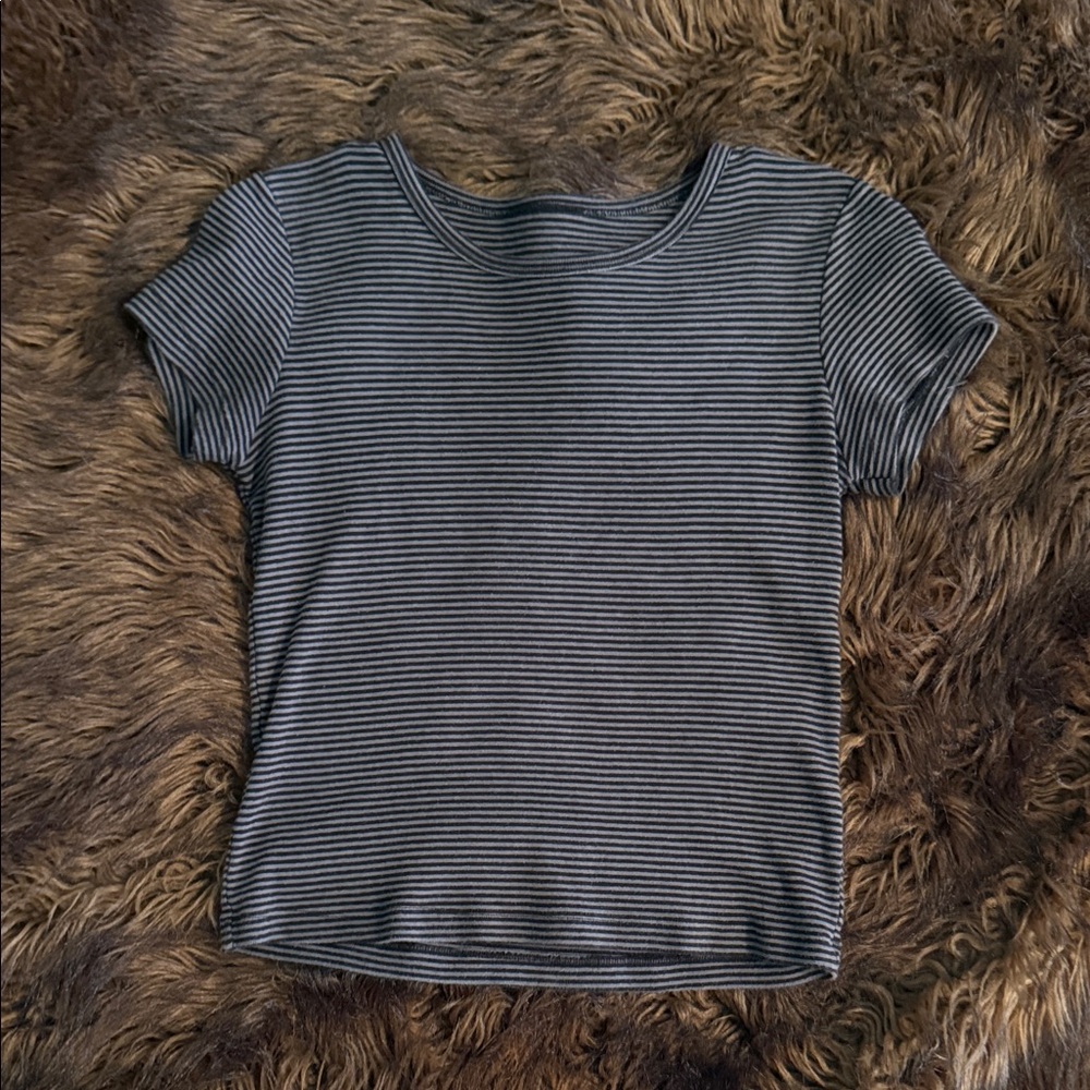 Brandy Melville grey and black striped tshirt